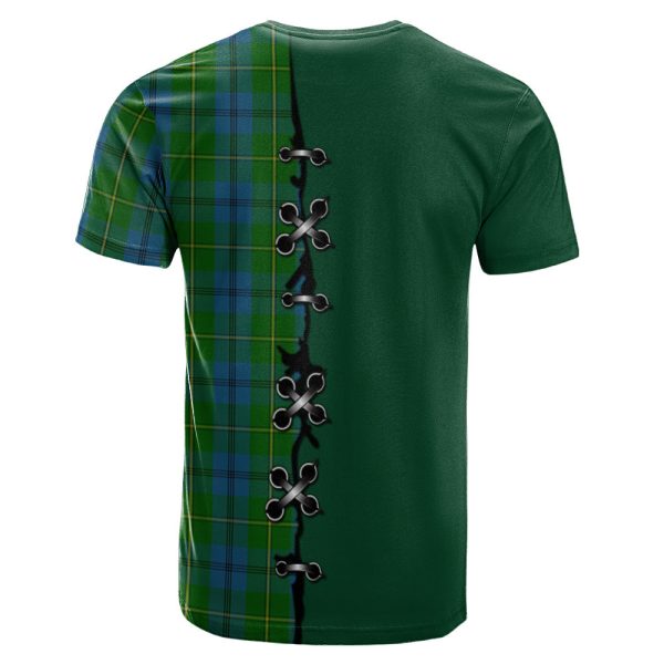 Johnston Tartan T-shirt - Lion Rampant And Celtic Thistle Style Online Sale - Image 2