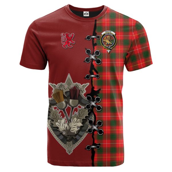 MacFie Modern Tartan T-shirt - Lion Rampant And Celtic Thistle Style Online
