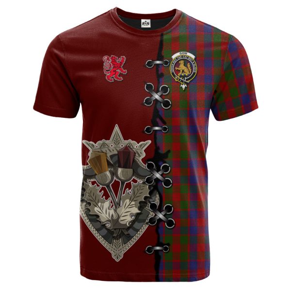 Gow Tartan T-shirt - Lion Rampant And Celtic Thistle Style Hot on Sale