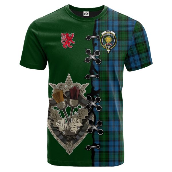 Kerr Hunting Tartan T-shirt - Lion Rampant And Celtic Thistle Style Online