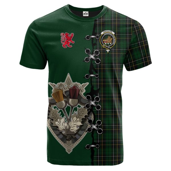 MacAlpin Tartan T-shirt - Lion Rampant And Celtic Thistle Style For Discount